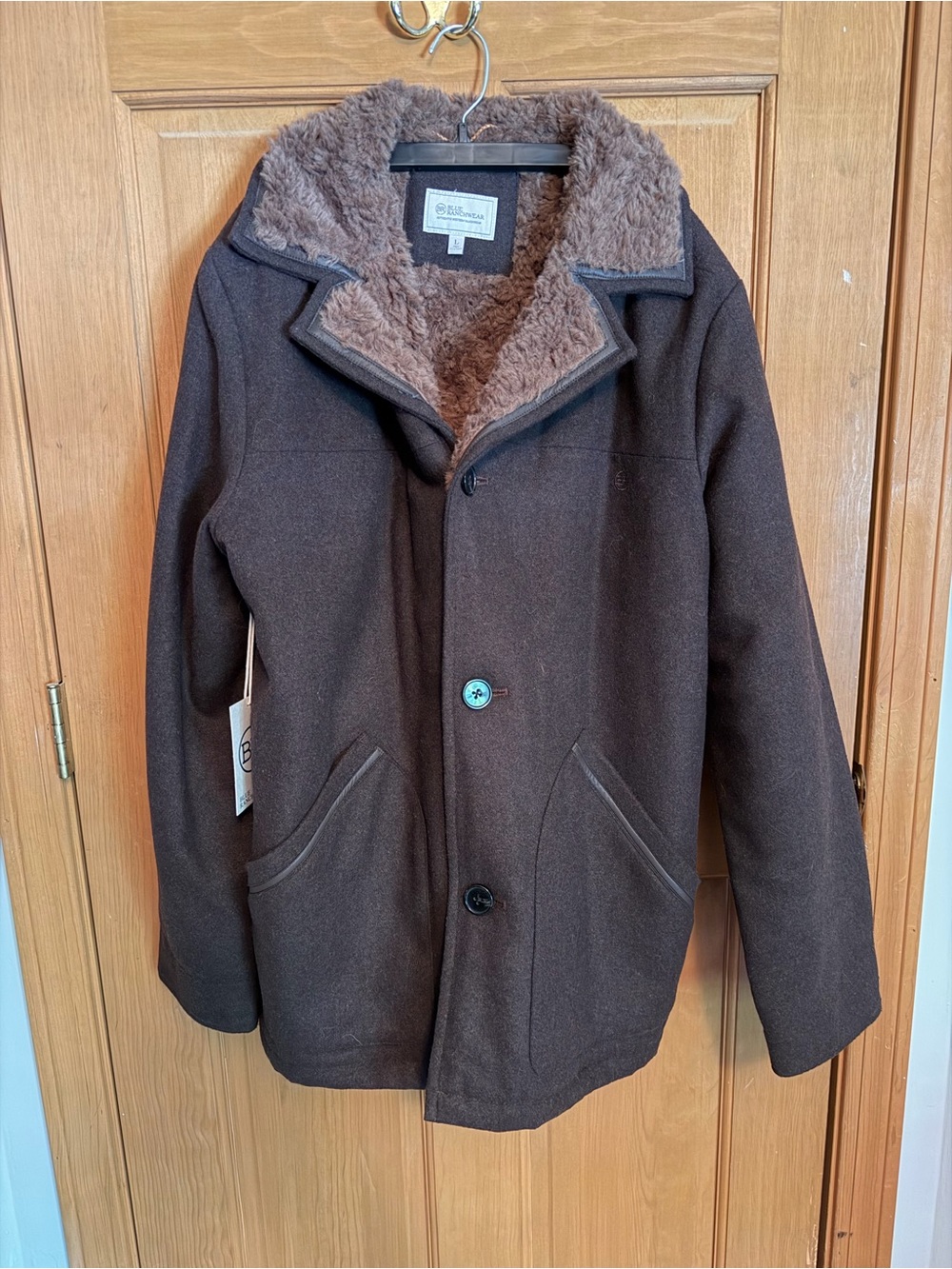 Men's Brown Sherpa-Lined Blue Ranchwear Jacket